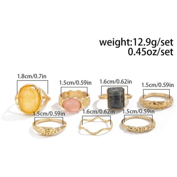 Chunky Gold Rings Set - Picture 6 of 7